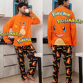 Anime-Inspired Long Sleeve Pajama Set – Orange / Black