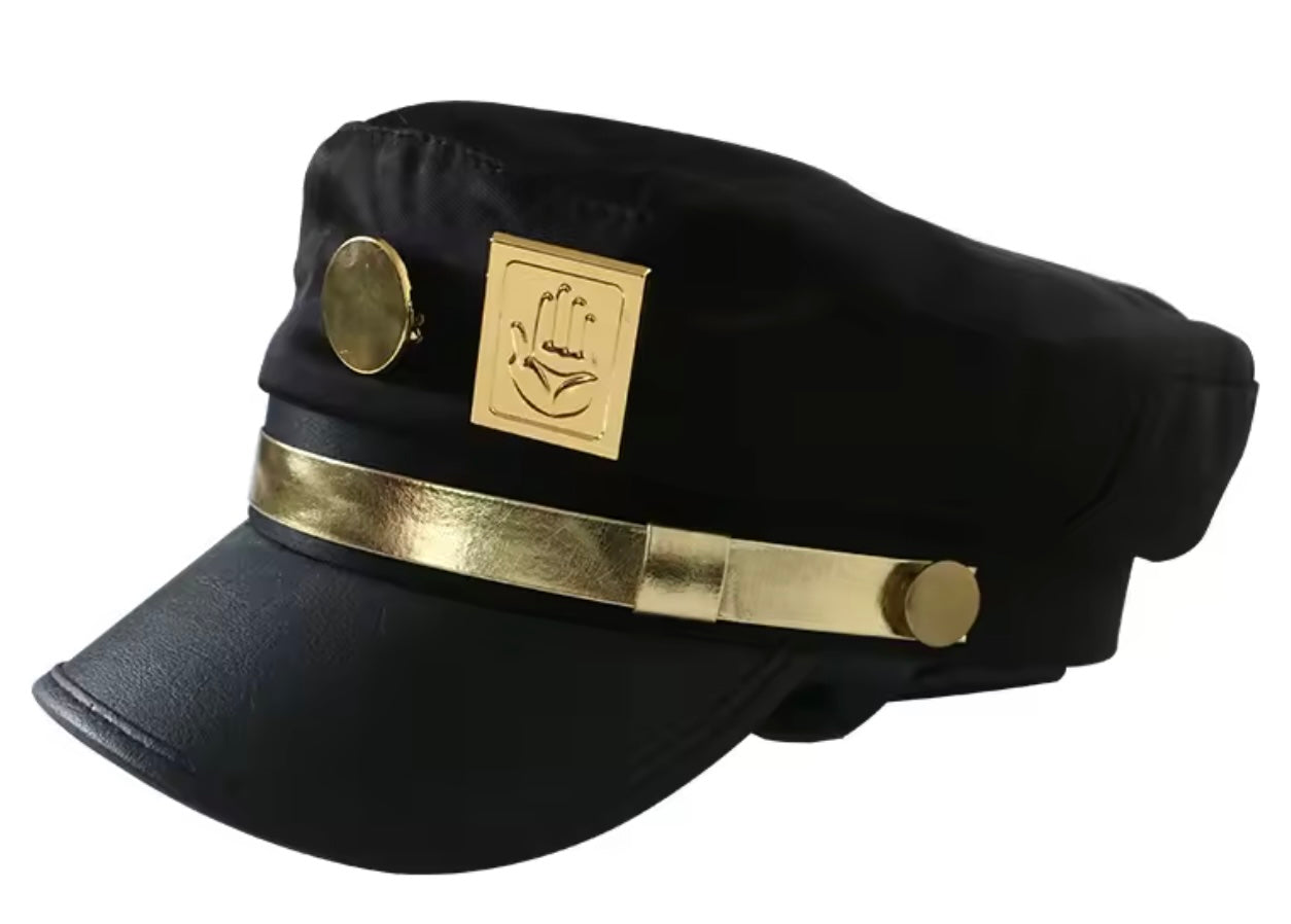 Anime Cosplay Captain Hat – Black / Gold Band Style