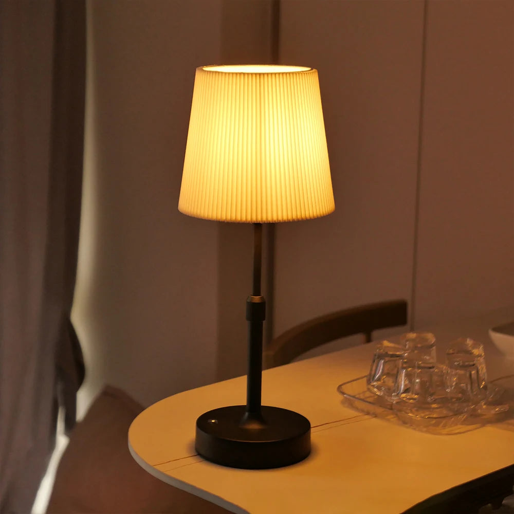 Rechargeable Touch Table Lamp with Fabric Shade | Dimmable LED Bedside Lamp
