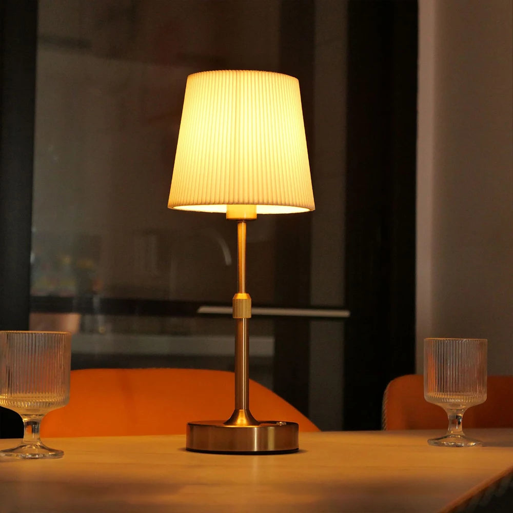 Rechargeable Touch Table Lamp with Fabric Shade | Dimmable LED Bedside Lamp
