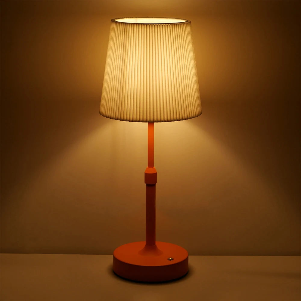 Rechargeable Touch Table Lamp with Fabric Shade | Dimmable LED Bedside Lamp