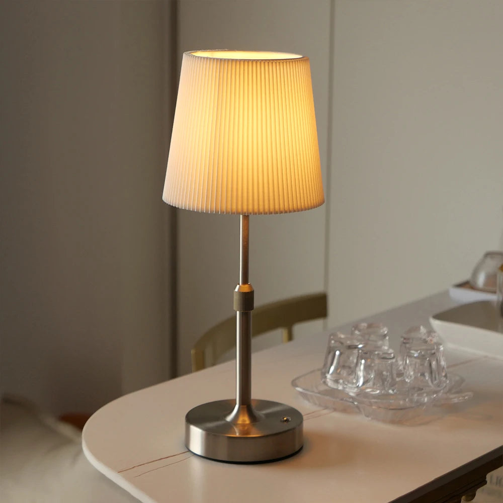 Rechargeable Touch Table Lamp with Fabric Shade | Dimmable LED Bedside Lamp