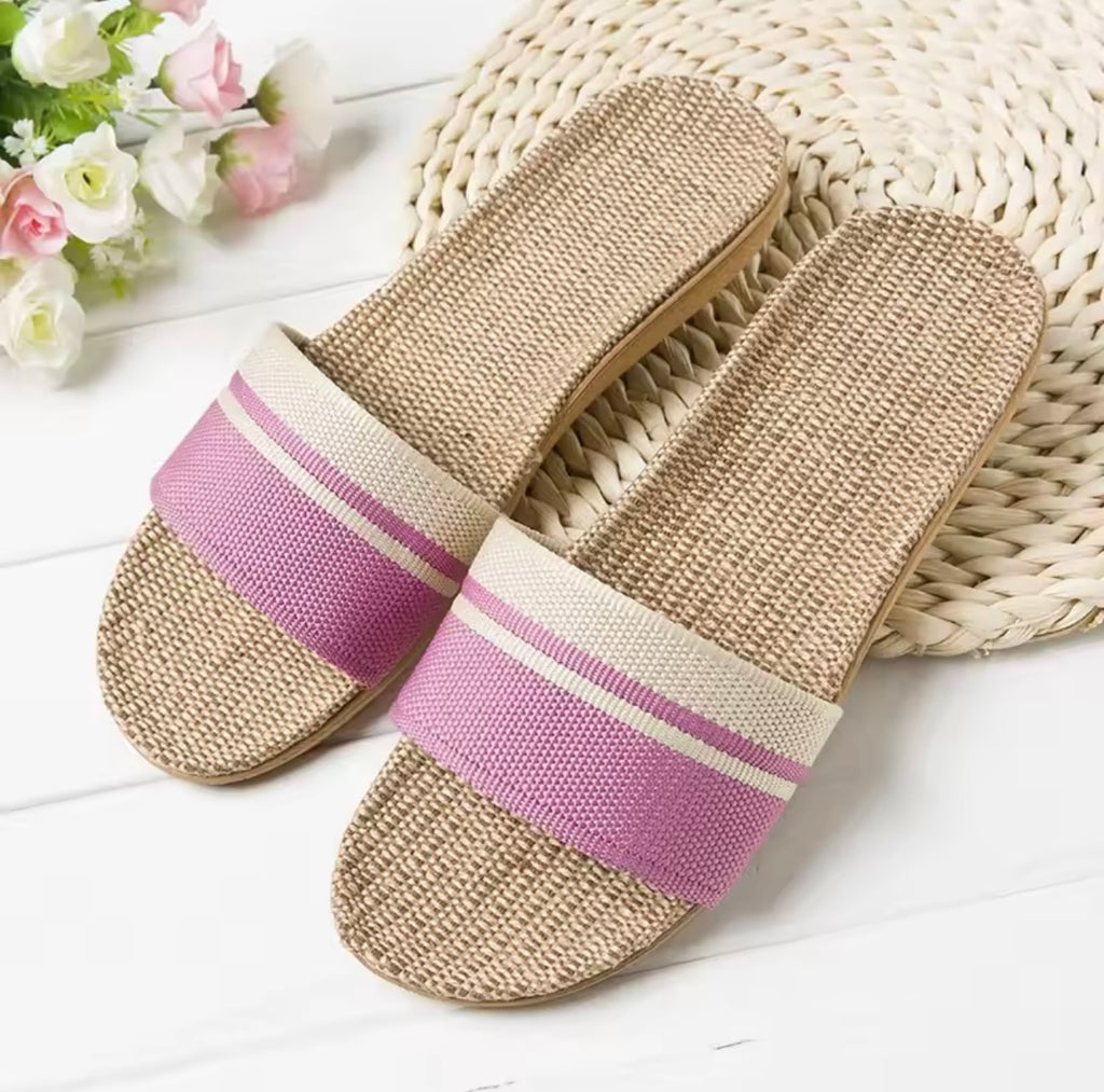 Women’s Hemp Slide Sandals – Lightweight Summer Indoor Flats (Breathable Comfort)