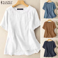 ZANZEA Lightweight Cotton Linen Summer Blouse – Relaxed Fit Casual Top