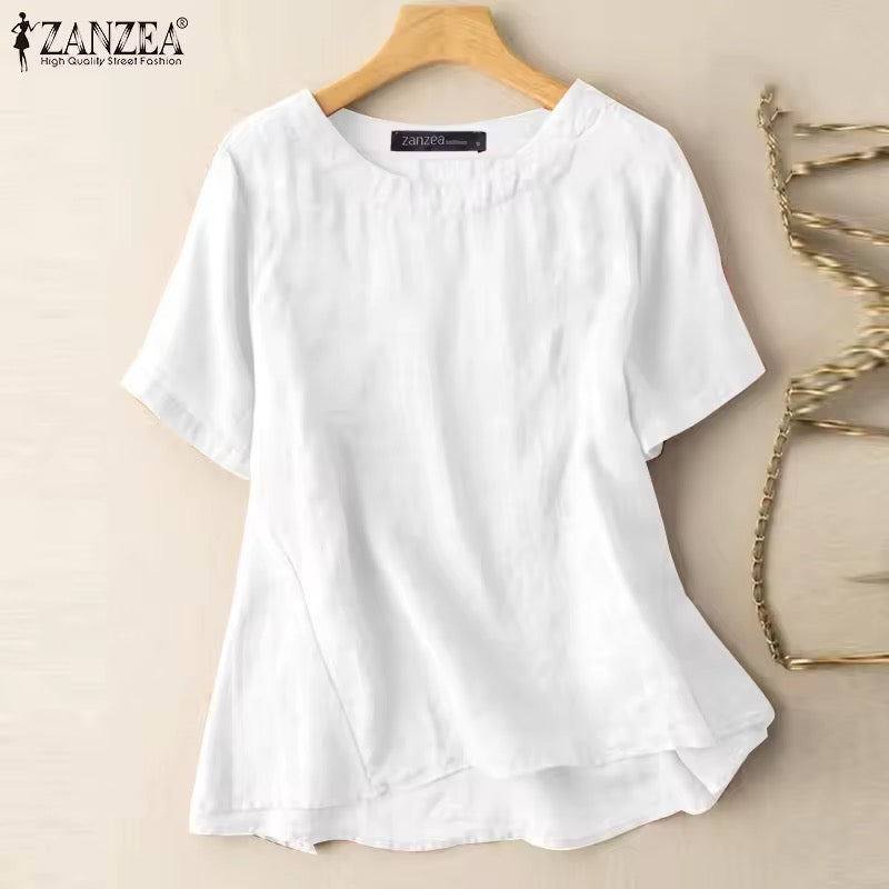 ZANZEA Lightweight Cotton Linen Summer Blouse – Relaxed Fit Casual Top