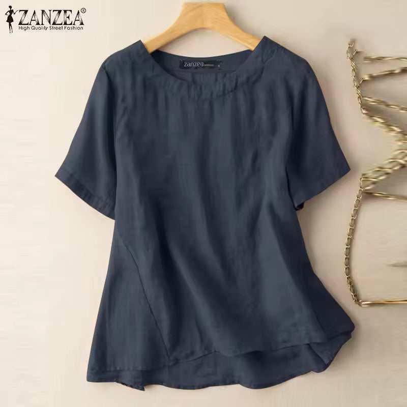 ZANZEA Lightweight Cotton Linen Summer Blouse – Relaxed Fit Casual Top