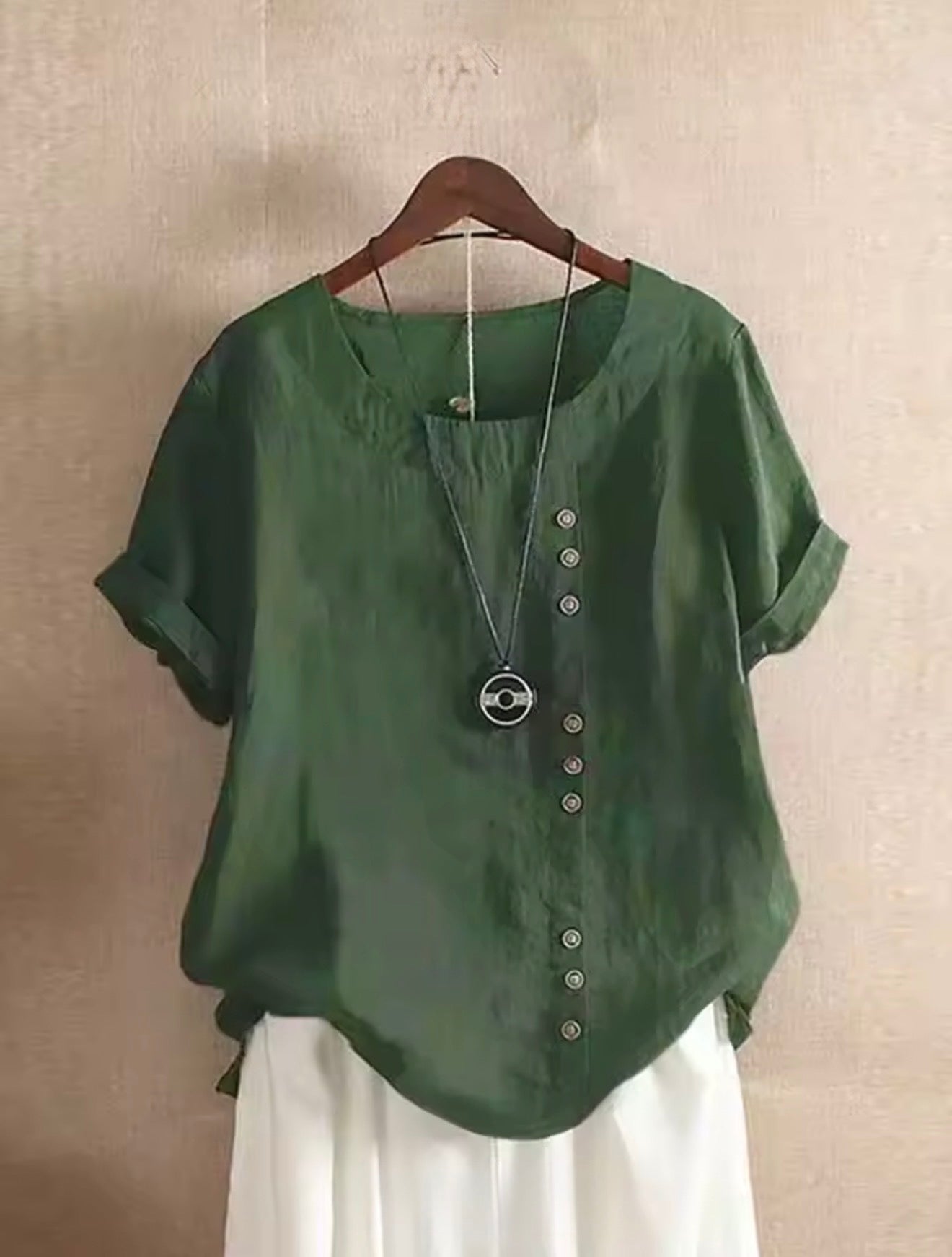 Vintage Cotton Linen Button Blouse – Relaxed Fit Summer Top (Multi-Color)