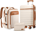 UKEIN 3-Piece Carry-On Luggage Set with Backpack & Toiletry Bag – Beige