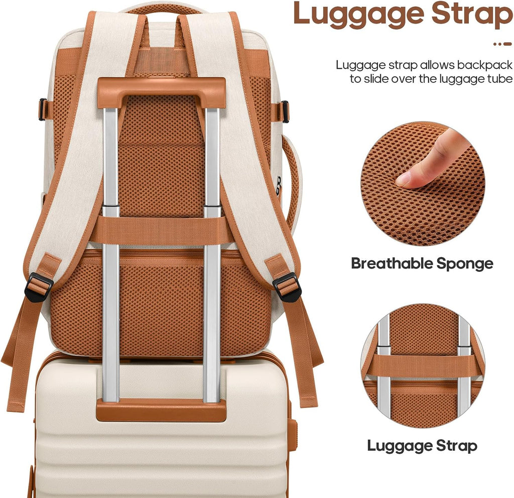 UKEIN 3-Piece Carry-On Luggage Set with Backpack & Toiletry Bag – Beige