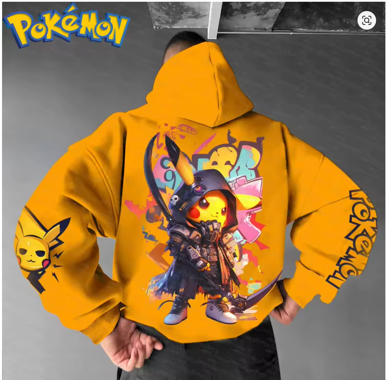 Anime-Inspired Graphic Hoodie & Jogger Set – Yellow / Black – XL