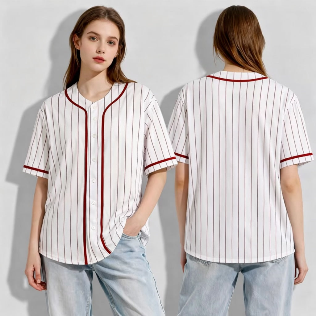 Oversized Blank Baseball Jersey – Streetwear Print-Ready Shirt (Unisex, Button-Up)