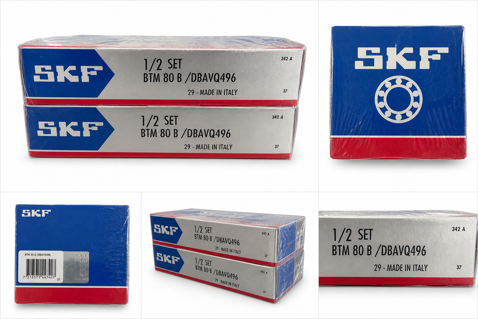 SKF BTM 80 B/DBAVQ496 Super Precision Angular Contact Thrust Bearing Set — Made in Italy