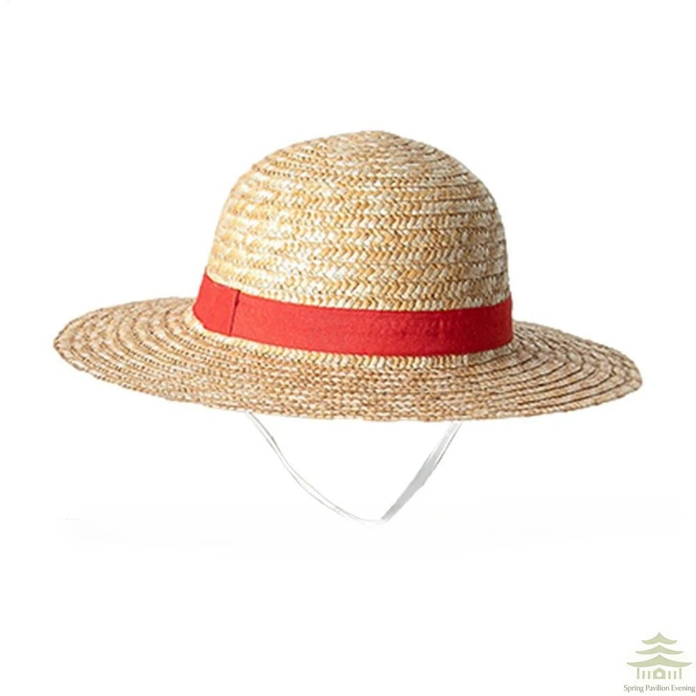 Anime-Inspired Straw Cosplay Hat – Natural / Red Band