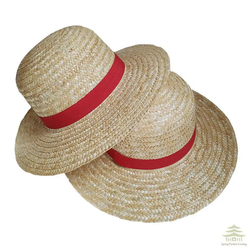 Anime-Inspired Straw Cosplay Hat – Natural / Red Band